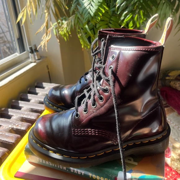 Doc Martens Oxblood Red Leather Boots - Picture 2 of 9